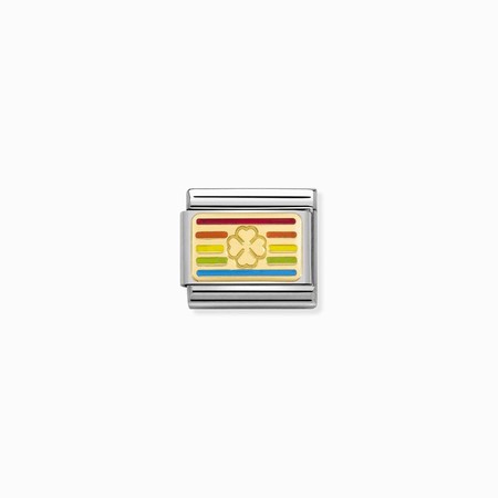 Nomination Gold Rainbow Four-Leaf Clover Flag Composable Charm